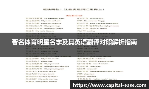 著名体育明星名字及其英语翻译对照解析指南